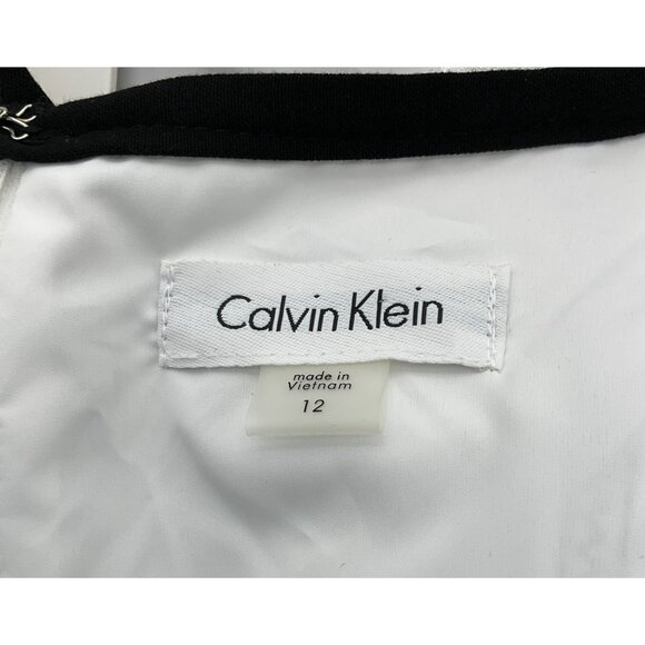 Calvin Klein Black White Colorblock Grid Pattern Sleeveless Sheath Dress 12 NWT - Picture 7 of 10